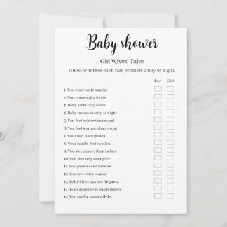 Old Wives Tales Baby Shower Game, Kaart