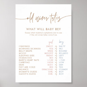 Old Wives Tales Kaart Boho Gender Reveal spel Poster