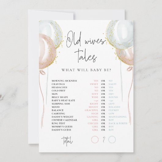 Old Wives Tales Roze & Blauw Geslacht Onthulling k Kaart (Voorkant)