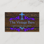 Old Wood and Blue Florish Visitekaartje (Voorkant)