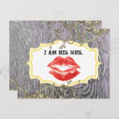 Old Wood Country Chic Swirly Vine Ik ben zijn Mrs. Briefkaart (Voorkant / Achterkant)