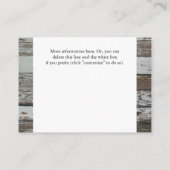 Old Wood Hotel Accommodatie Enclosure-kaarten Informatiekaartje (Achterkant)