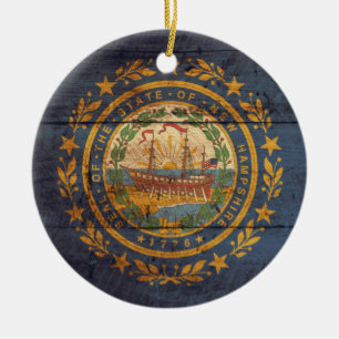 Old Wood New Hampshire Flag Keramisch Ornament