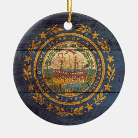Old Wood New Hampshire Flag Keramisch Ornament (Voorkant)