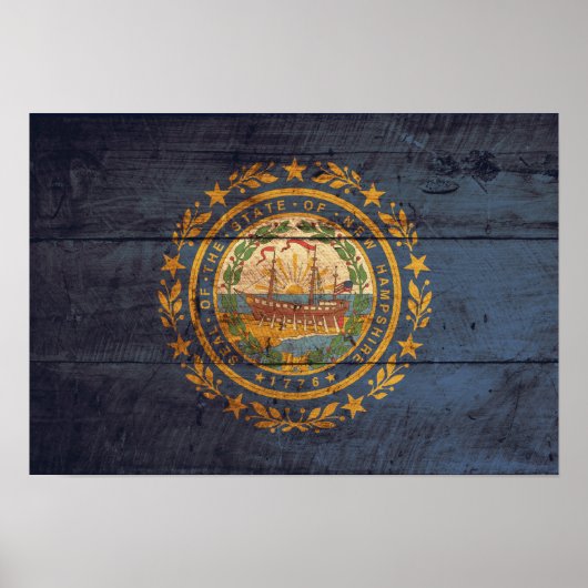 Old Wood New Hampshire Flag Poster (Voorkant)