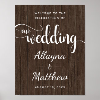 Old Wood Rustic Wedding Welcome Sign Poster