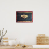 Old Wood Wyoming Flag Poster (Keuken)