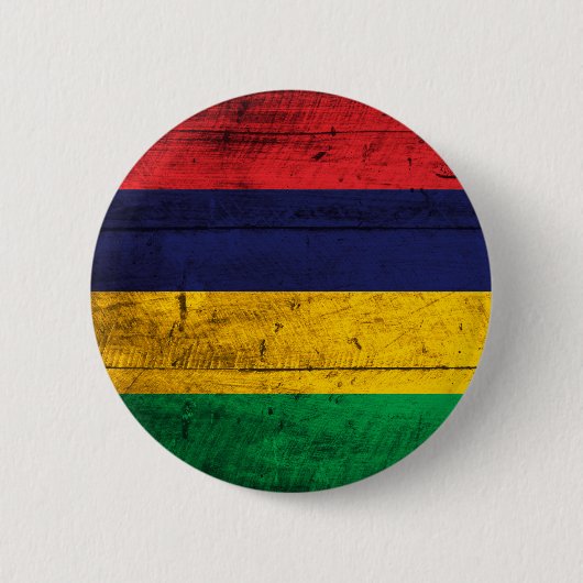 Old Wooden Mauritius Flag Ronde Button 5,7 Cm (Voorkant)