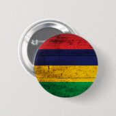 Old Wooden Mauritius Flag Ronde Button 5,7 Cm (Voorkant /achterkant)