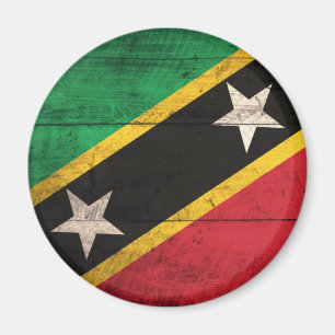 Old Wooden St. Kitts en Nevis Flag Magneet
