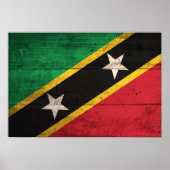 Old Wooden St. Kitts en Nevis Flag Poster (Voorkant)