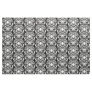 Old World Damask White op zwart Stof