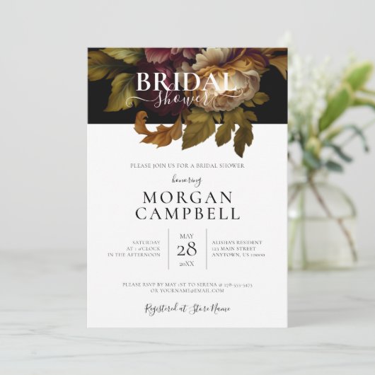 Old World Floral Bridal Shower Kaart (Staand voorkant)