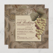 Old World Grapes Wine Thmed Birthday Party Kaart (Voorkant / Achterkant)