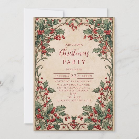 Old World Holly & Ivy Kaart (Voorkant)