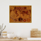 OLD WORLD MAP Poster d'art (Cuisine)