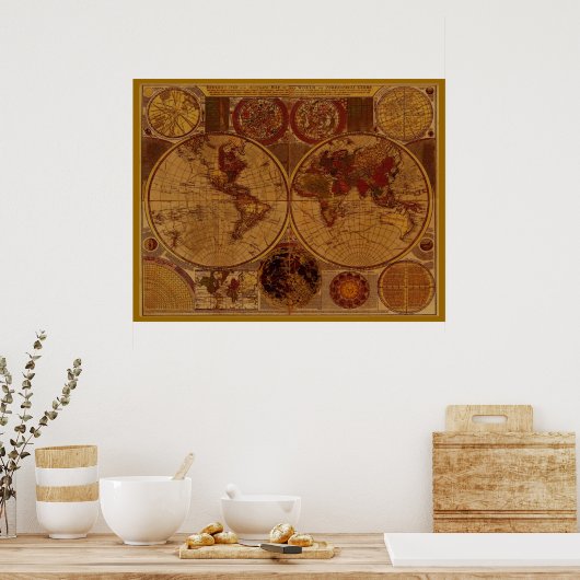 OLD WORLD MAP Poster d'art (Cuisine)