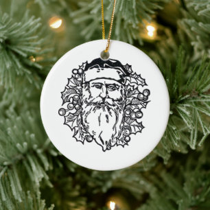 Old World Santa Circle Keramisch Ornament