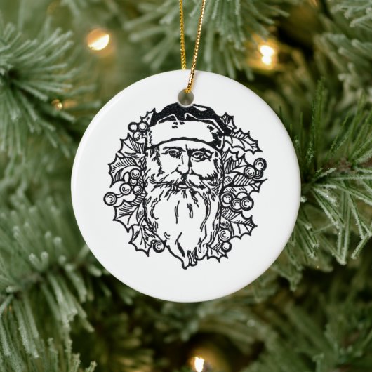 Old World Santa Circle Keramisch Ornament (Boom)