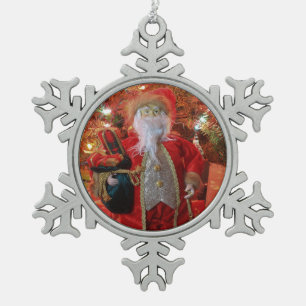 Old World Santa Claus heeft een closeup gemaakt op Tin Sneeuwvlok Ornament