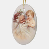 Old World Santa en Cherub Keramisch Ornament (Links)