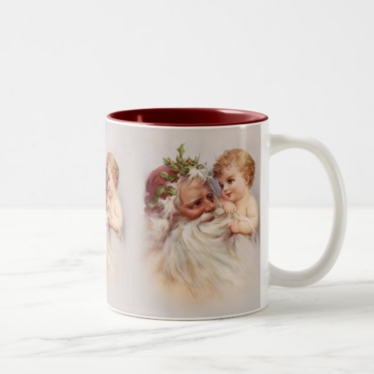 Old World Santa en Cherub Tweekleurige Koffiemok (Rechts)