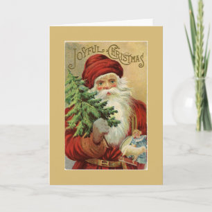 Old World Santa Joyful Christmas Wenskaart Feestdagen Kaart