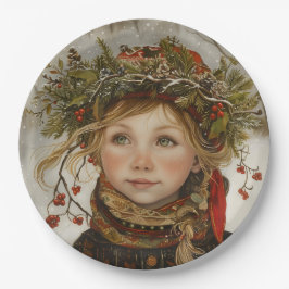 Old World Winter Child Papieren Bordje
