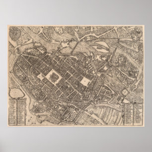 Old Wroclaw Poland Map (1588)  Breslau City Poster