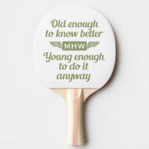 "Old & Young" aangepaste monogram ping pongpeddel Tafeltennisbatje