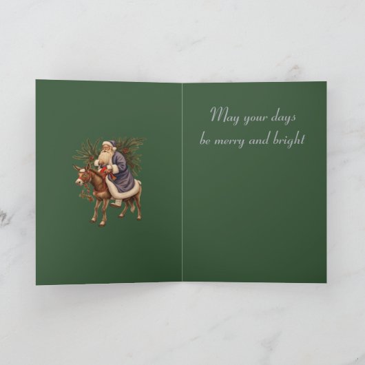 Olde German Father Christmas Riding A Donkey Kaart (Binnen)