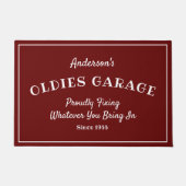 Oldies Garage Naam Funny Gezegde Red Doormat Deurmat (Voorkant)