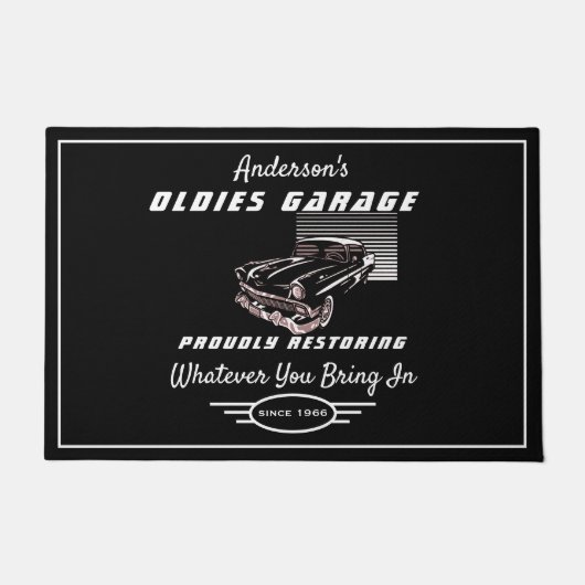 Oldies Garage Truck Elke naam restaureren auto's z Deurmat (Voorkant)