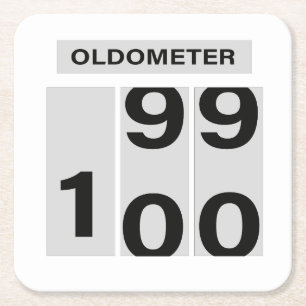 OLDOMETER 100ste verjaardag 99 tot 100 Vierkante Kartonnen Onderzetter