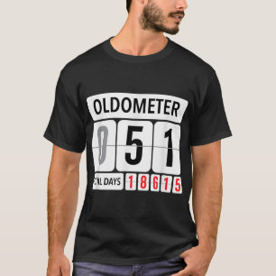 Oldometer 51 Grappige 51e verjaardag Zwart oud per T-shirt