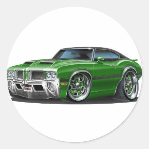 Olds Cutlass 442 Groene auto Ronde Sticker