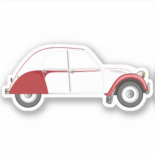 Oldtimer 2CV Dolly Rot Sticker (Voorkant)