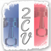 Oldtimer 2cv Ente Frankreich Flagge  Sticker (Voorkant)