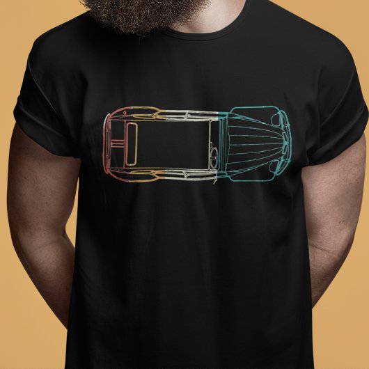 Oldtimer 2cv Regenbogen Linienzeichnung T-shirt