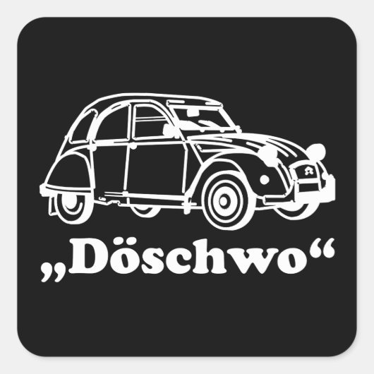 Oldtimer 2cv Weisse Döschwo Silhouette Vierkante Sticker (Voorkant)