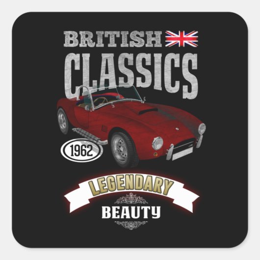 Oldtimer AC Cobra British Beauty Vierkante Sticker (Voorkant)