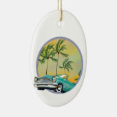 Oldtimer bij schemering keramisch ornament (Rechts)