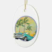 Oldtimer bij schemering keramisch ornament (Links)