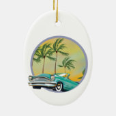 Oldtimer bij schemering keramisch ornament (Achterkant)