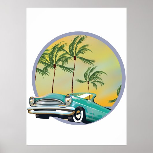 Oldtimer bij schemering poster (Voorkant)