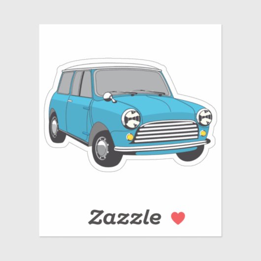 Oldtimer Blauer British Mini Cooper Sticker (Vel)