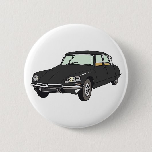 Oldtimer Citroen DS 19 Schwarz Ronde Button 5,7 Cm (Voorkant)