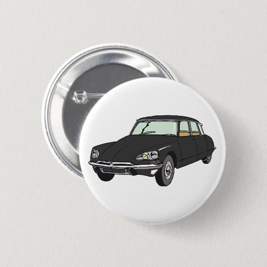 Oldtimer Citroen DS 19 Schwarz Ronde Button 5,7 Cm (Voorkant /achterkant)