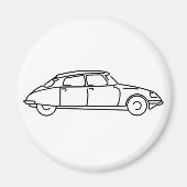 Oldtimer Citroen DS 19 Schwarze Silhouette Magneet (Voorkant)