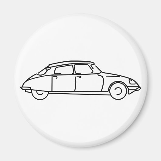 Oldtimer Citroen DS 19 Schwarze Silhouette Magneet (Voorkant)